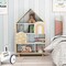 Natural MDF Pine Wood Kids Bookshelf with House Design and Cabinets